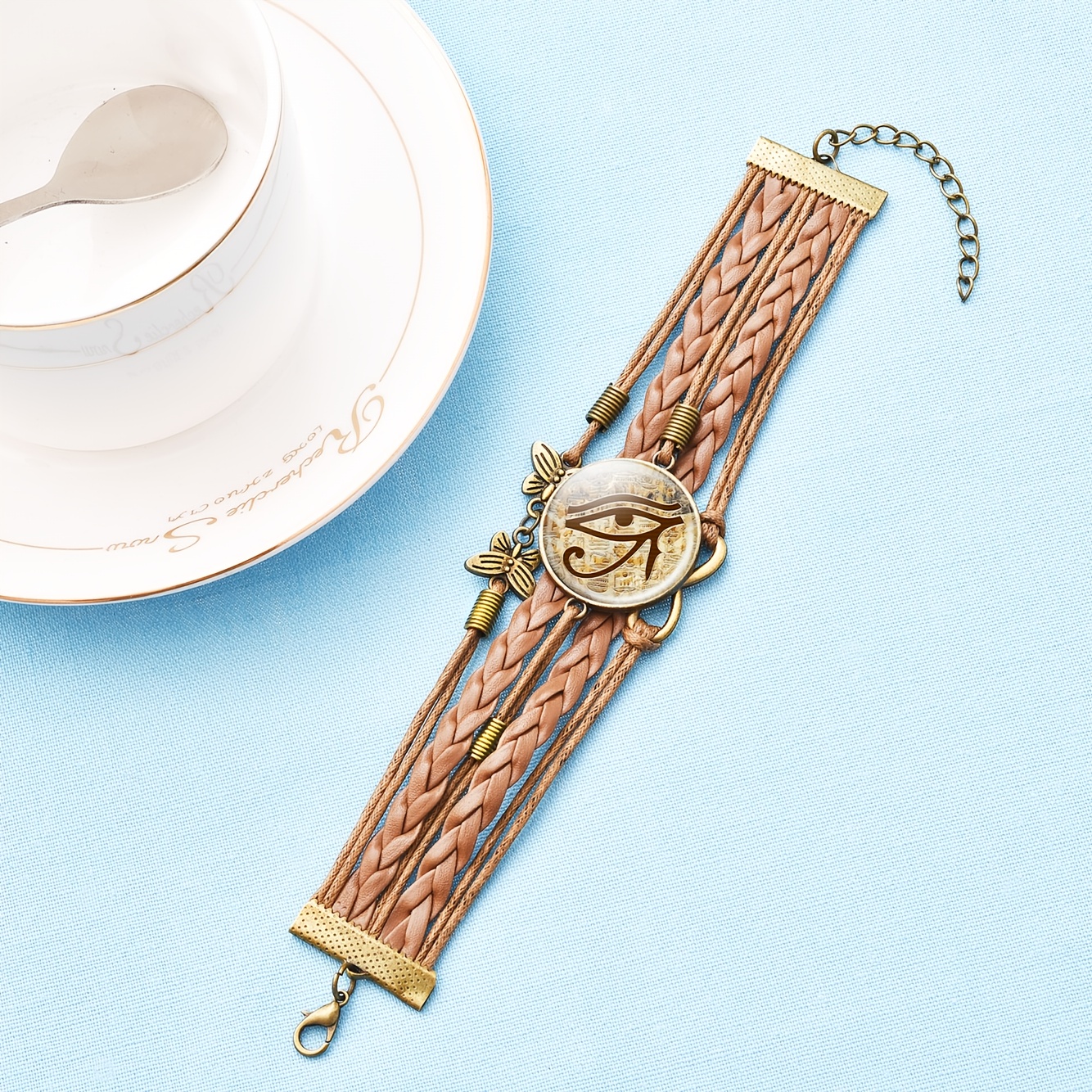Vintage Relief Hollow Butterfly Woven Bracelet, Egyptian Design